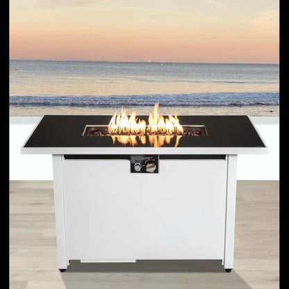 Rectangular Fire Pit With Frame Elegant Design LSI Patio Furniture