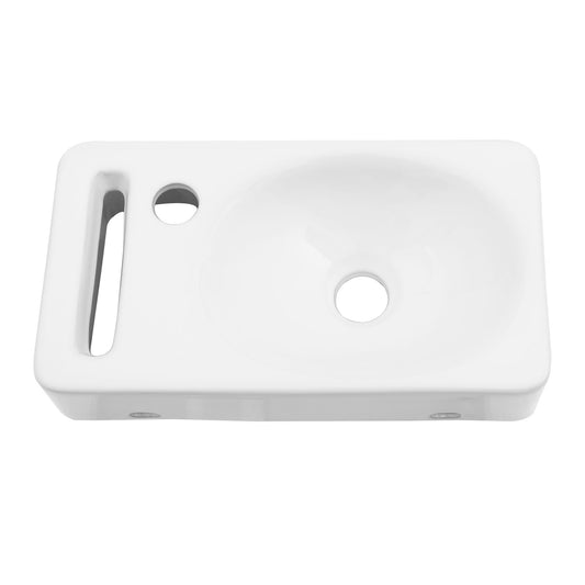 Rectangle, Wall Mount Bathroom Sink & Single Faucet Hole - White Daily Nest