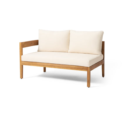 Brooklyn - Sofa Set Rounded Tuxedo Design - Teak / Beige Noble House