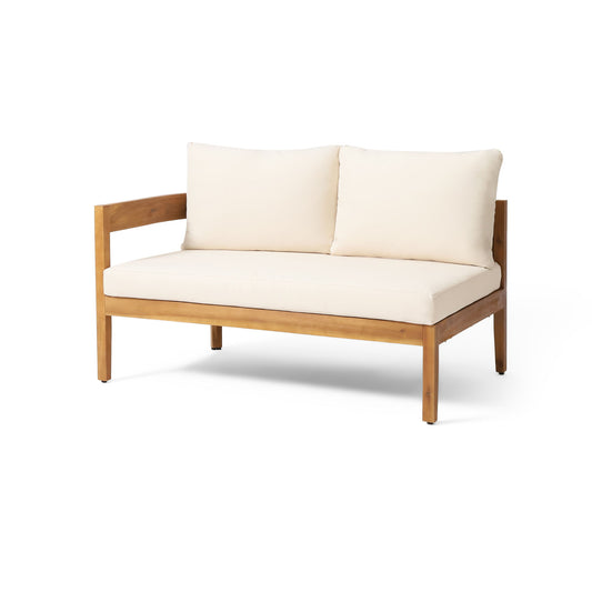 Brooklyn - Sofa Set Rounded Tuxedo Design - Teak / Beige Noble House