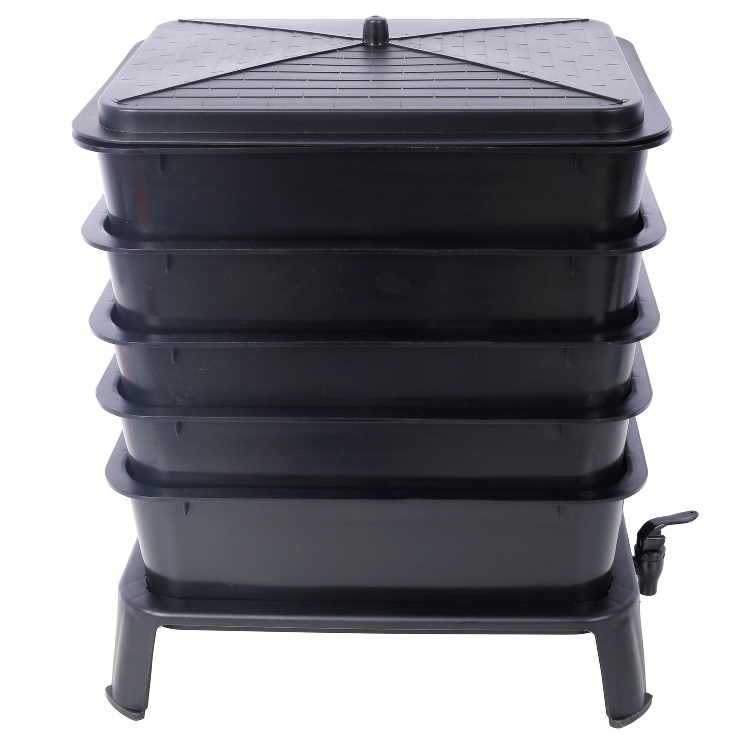 Eco Friendly 5 Layer Worm Compost Bin With 50L Capacity, Easy Setup Plastic Worm Farm Kit - Black Daily Nest