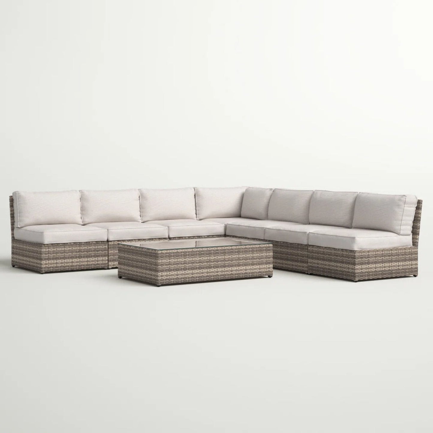 Comfortable Modern Patio Rattan Sectional Set With Cushions LSI Patio Furniture