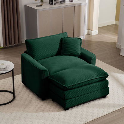 Classic Modern Comfortable Single Chair Deep Seat Sofa With Footstool Home Essentials