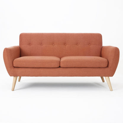 Modern Loveseat Sofa With Button Tufted Backrest Noble House