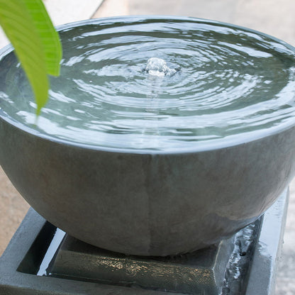 Zen Bowl Water Fountain, Outdoor Bird Feeder / Bath Fountains, Relaxing Water Feature For Garden Daily Nest
