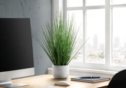 21" Tall, Artificial Plant, Grass, Indoor, Faux, Fake, Table, Greenery, Potted, Real Touch, Decorative - Green / White 8th Street