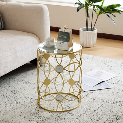 Modern Side Table With Mirror Top And Metal Frame - Gold / Clear Noble House