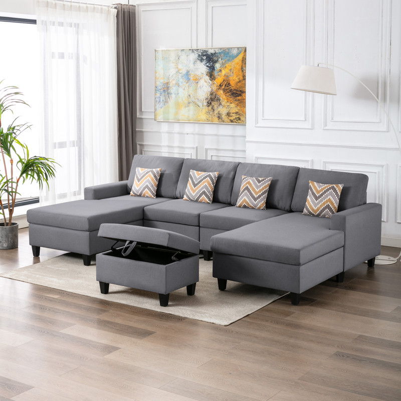 Nolan - Fabric 5 Piece Sectional Sofa With Interchangeable Legs Lilola Home