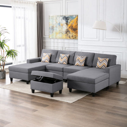 Nolan - Fabric 5 Piece Sectional Sofa With Interchangeable Legs Lilola Home