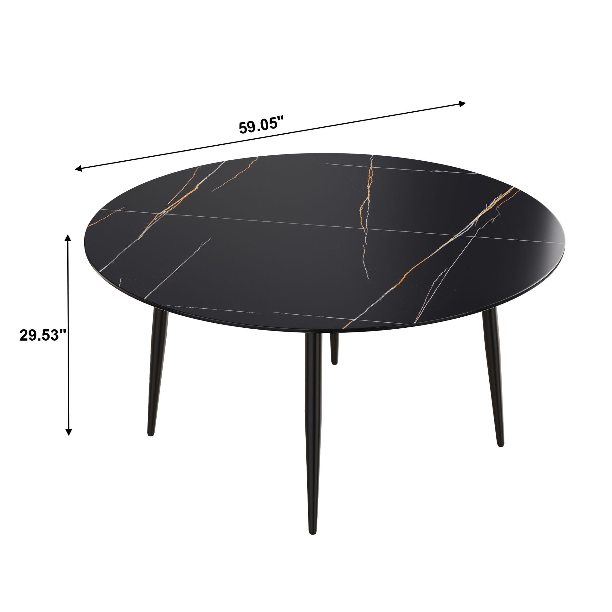 Modern Man-Made Stone Round Dining Table-Position For 6 People Home Essentials