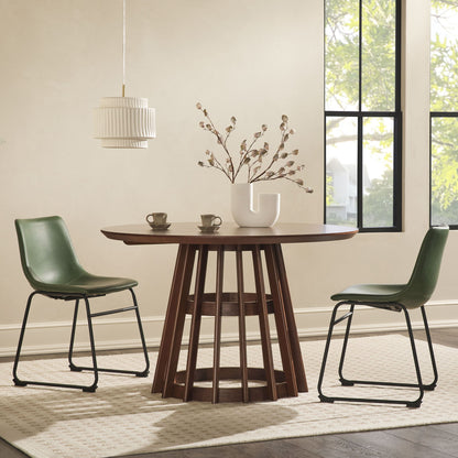 Round Dining Table With Pedestal Base - Brown Walker Edison