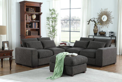 Tatman - Linen Blend Sectional With 2 Ottomans - Dark Gray Urban Retreats