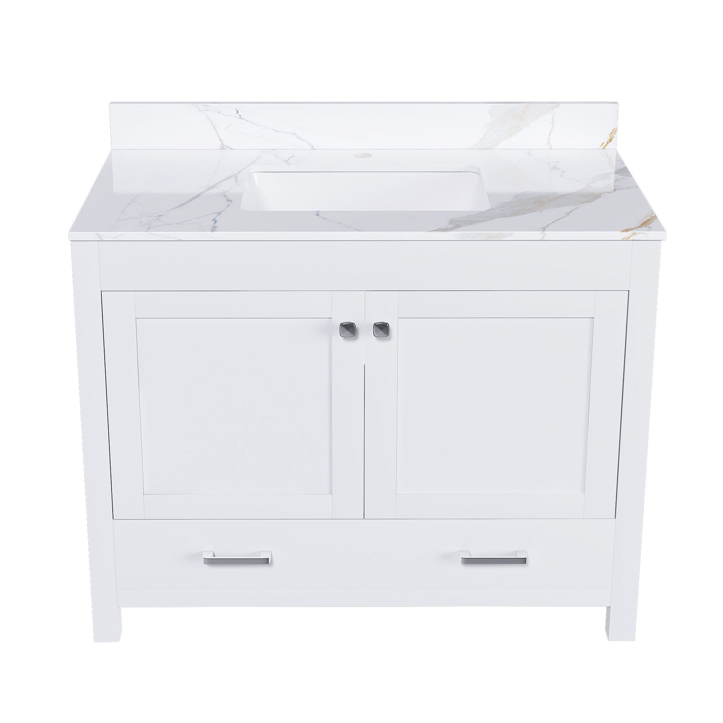 43" Bathroom Vanity, Multi Functional Cabinet, Doors And Drawer - White Home Essentials