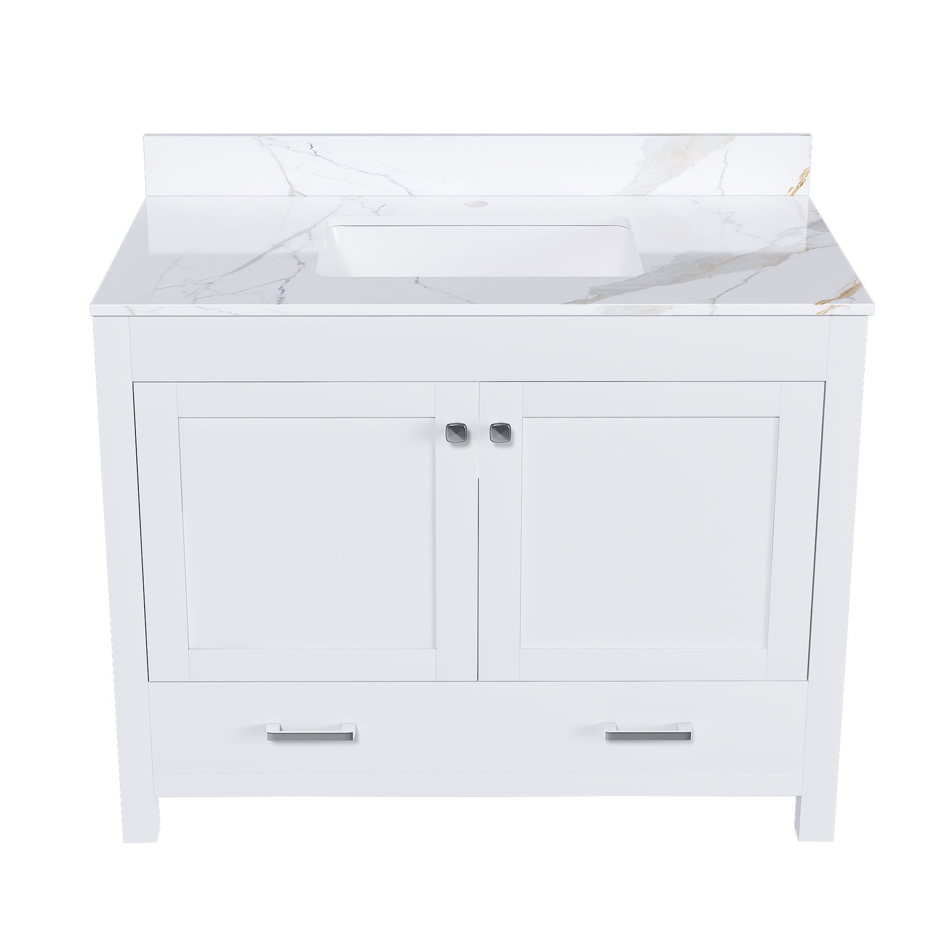 43" Bathroom Vanity, Multi Functional Cabinet, Doors And Drawer - White Home Essentials