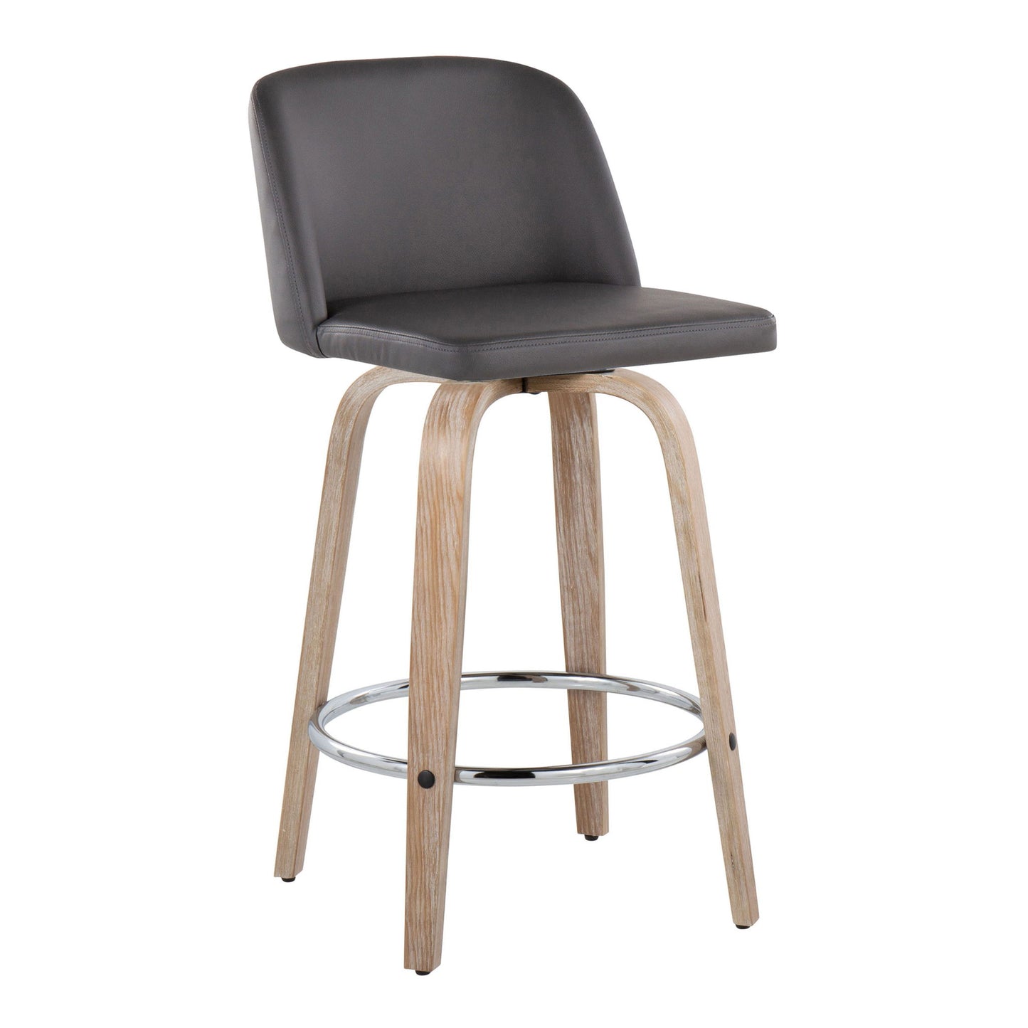 Toriano - Modern Design Fixed Height Counter Stool With Swivel With Round Footrest (Set of 2) Lumi Source