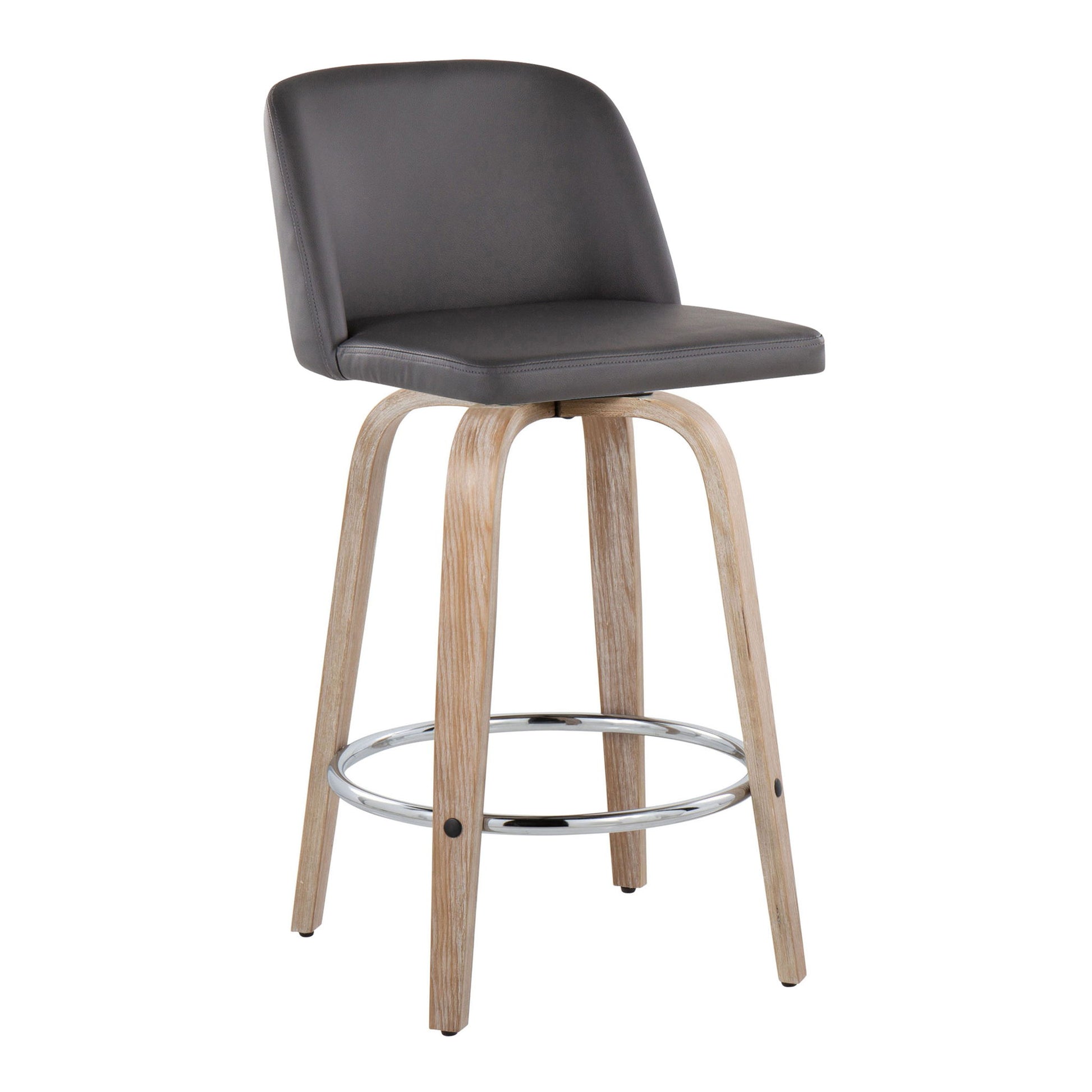 Toriano - Modern Design Fixed Height Counter Stool With Swivel With Round Footrest (Set of 2) Lumi Source