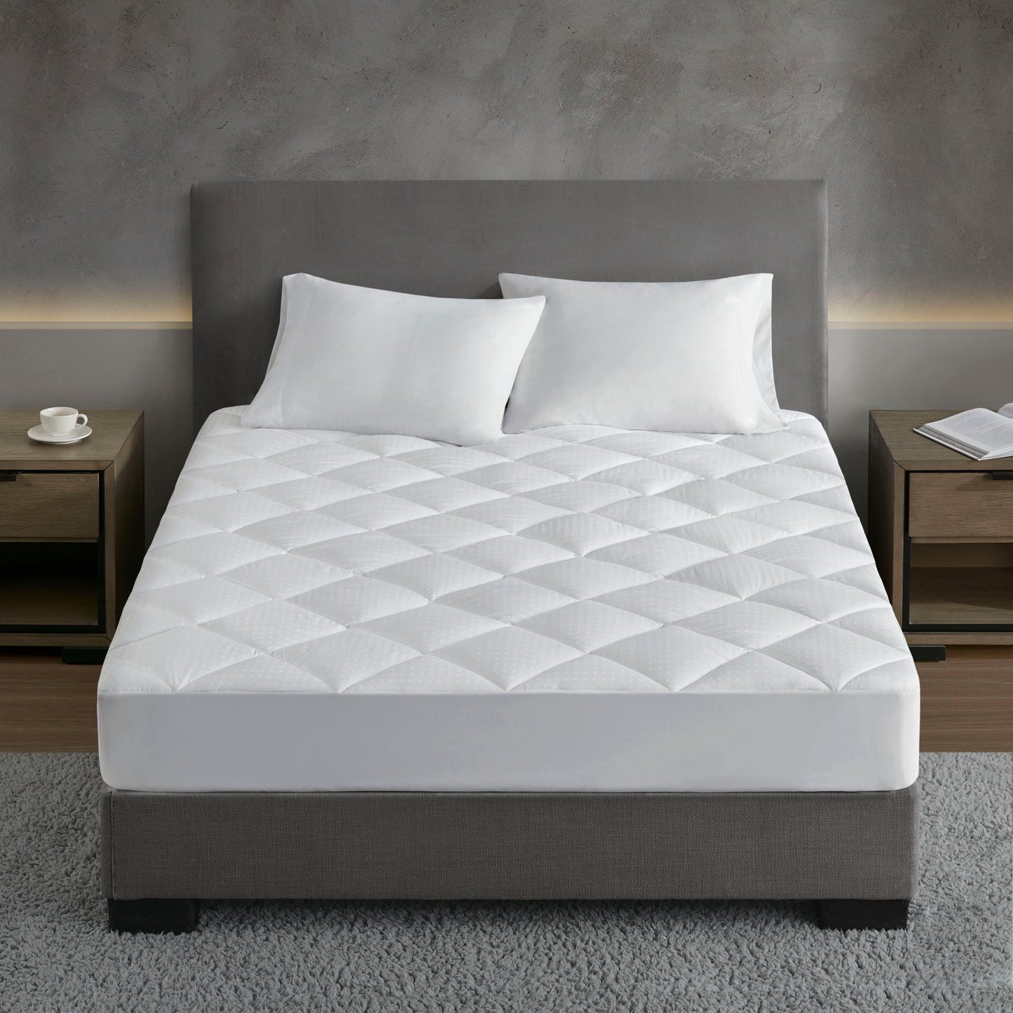 Signature - California King Dobby Cotton Waterproof Mattress Pad - White Croscill
