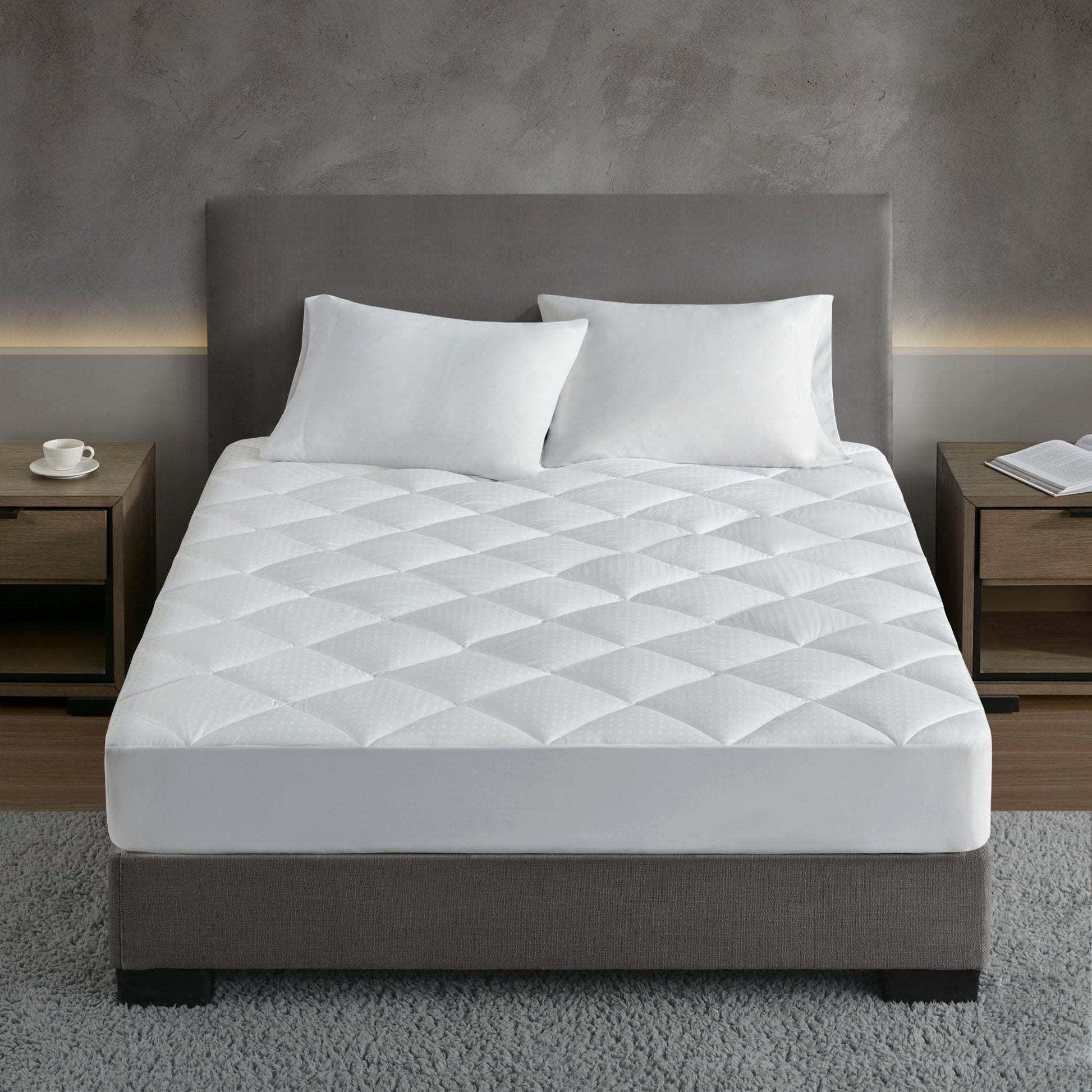 Signature - California King Dobby Cotton Waterproof Mattress Pad - White Croscill