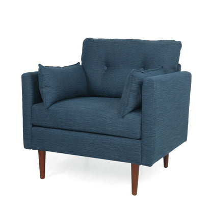 Enchantica - Upholstered Fabric Club Chair With Button Tufted And 2 Accent Pillows Noble House