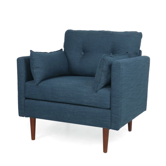 Enchantica - Upholstered Fabric Club Chair With Button Tufted And 2 Accent Pillows Noble House