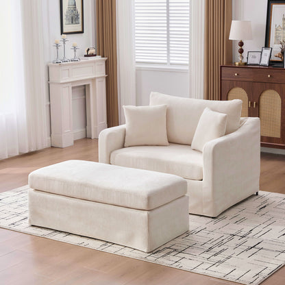 Accent Chair With Ottoman, Includes 2 Bolster Pillows Home Essentials