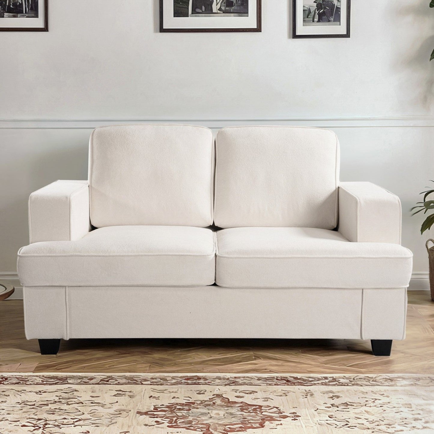 Modern Loveseat, Comfortable 2 Seater Couch With Deep Seating, Loose Back Cushions, Wide Arms US Pride