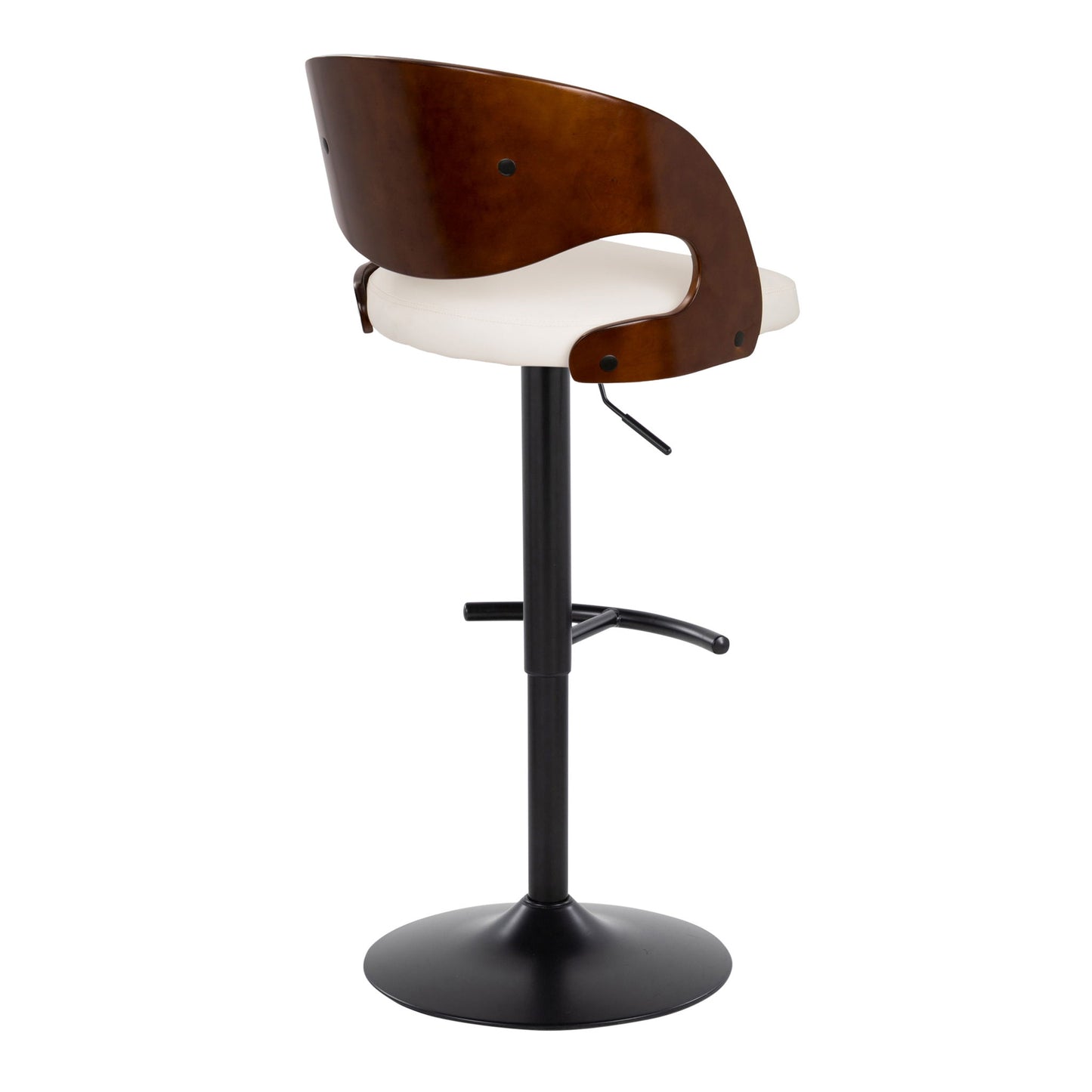 Pino - Mid Century Modern Adjustable Barstool With Swivel With Rounded T Footrest (Set of 2) Lumi Source