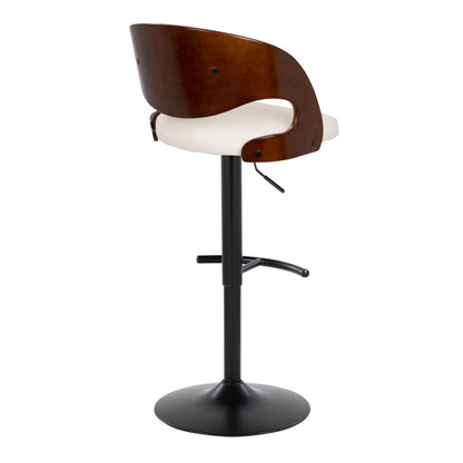 Pino - Mid Century Modern Adjustable Barstool With Swivel With Rounded T Footrest (Set of 2) Lumi Source