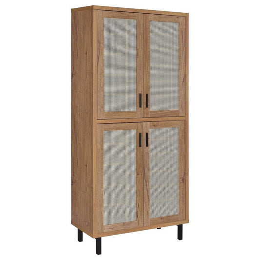 Teller - 4-Door Tall Shoe Storage Cabinet - Natural Oak Coaster Fine Furniture