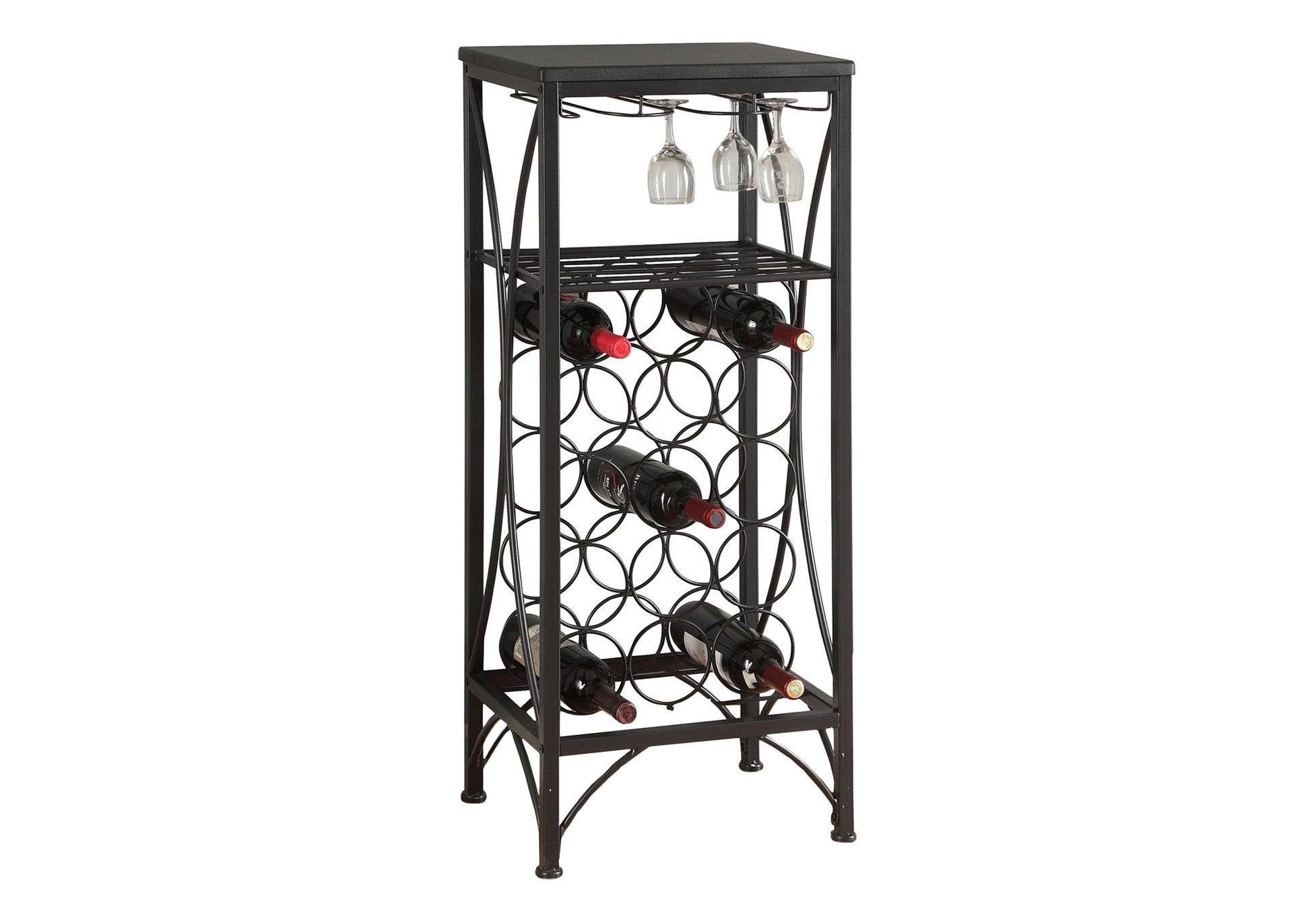 Home Bar, Wine Rack, Transitional - Black 8th Street