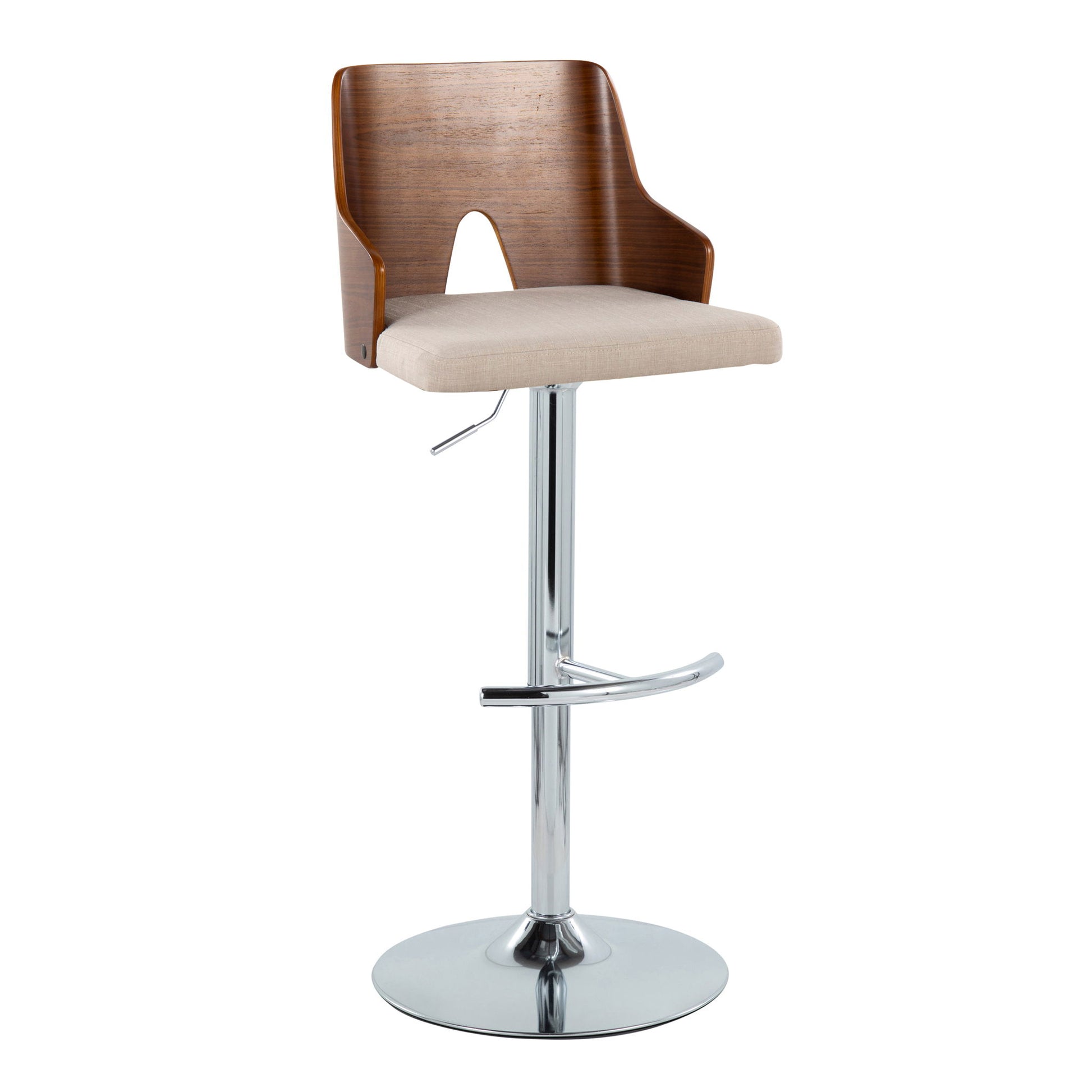 Ariana - Mid Century Modern Adjustable Barstool Stool With Swivel With Rounded T Footrest (Set of 2) Lumi Source