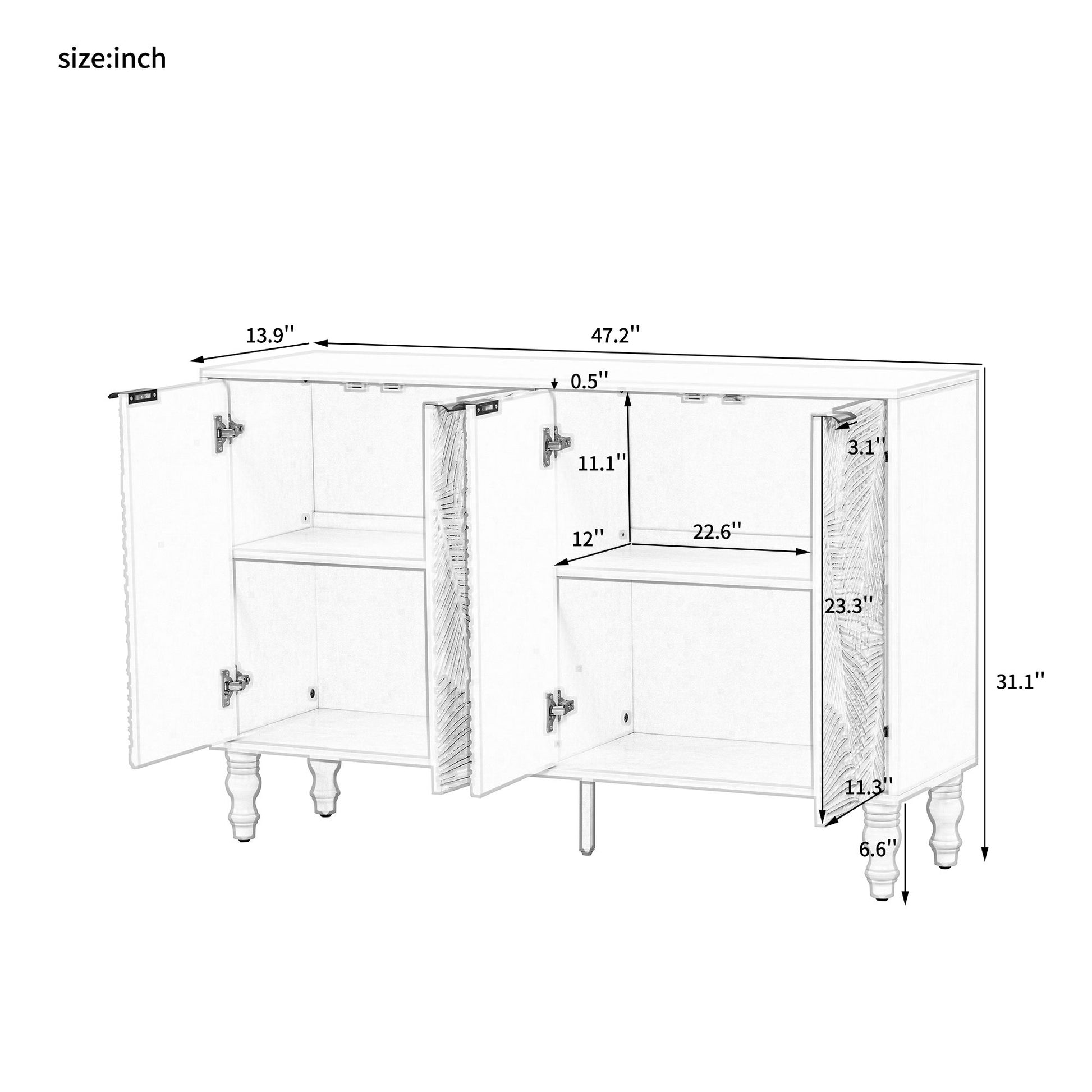 Modern TV Stand With 2 Spacious Storage Space And Anti-Tip Device Hearth and Haven