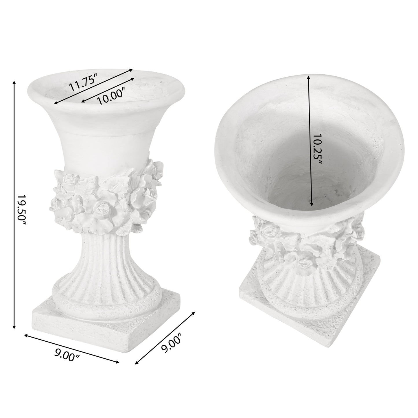 Garden Durable Urn Planter - Antique White Noble House