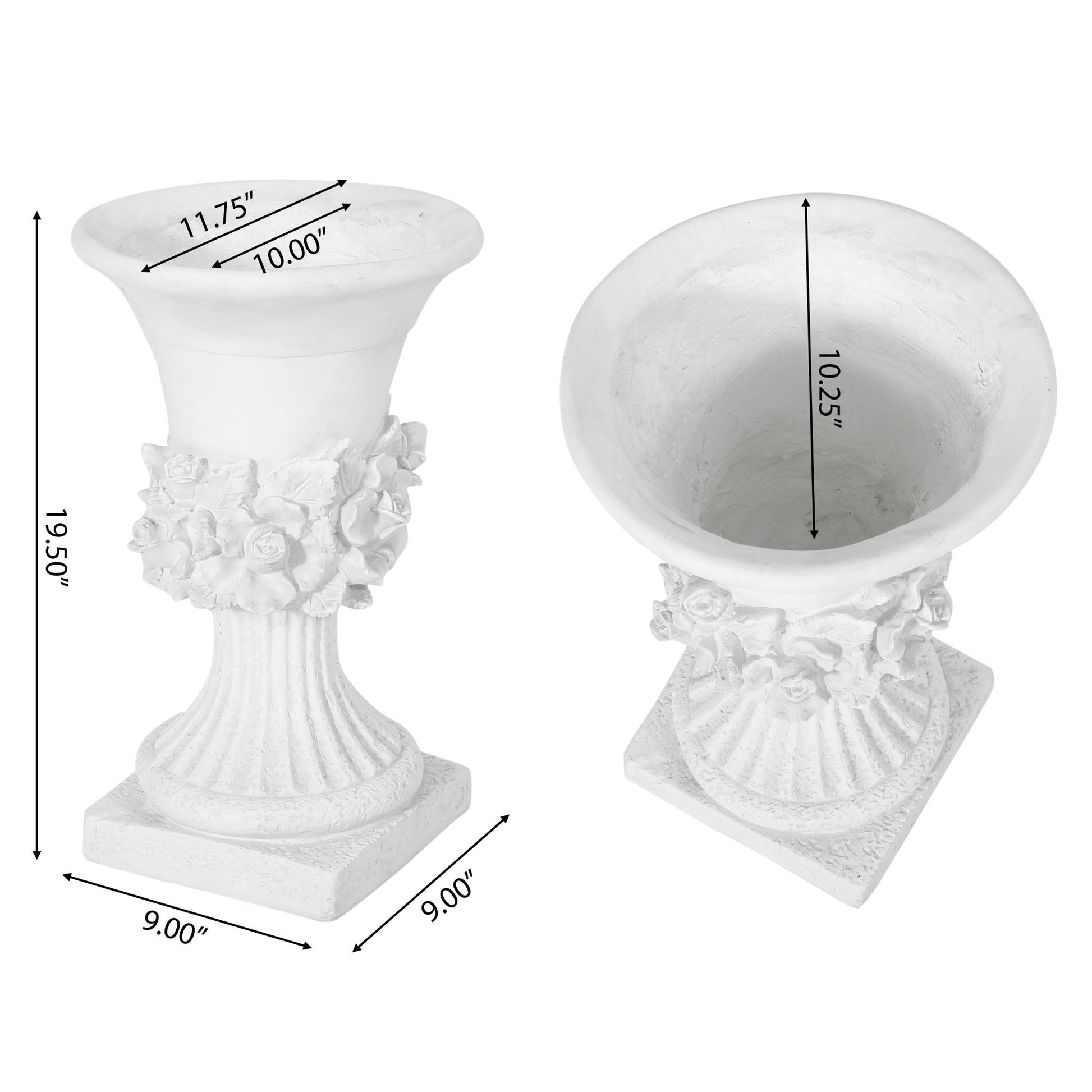 Garden Durable Urn Planter - Antique White Noble House