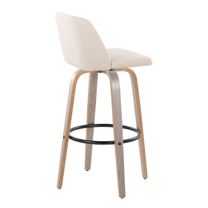 Toriano - Contemporary Fixed Height Barstool With Swivel With Round Footrest Comfort And Style (Set of 2) Lumi Source