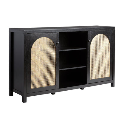 Transitional 2 Door Sideboard With Arched Rattan Panels Walker Edison