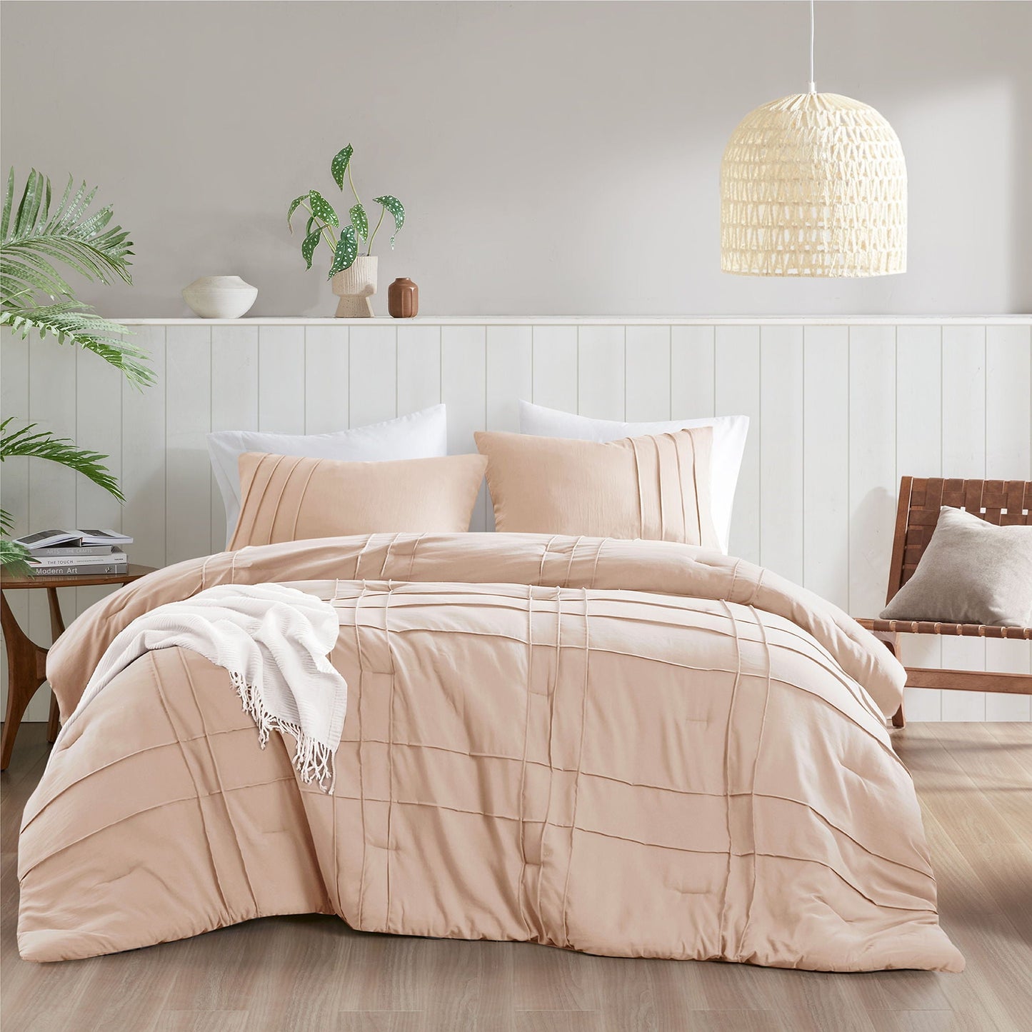 Porter - King Soft Washed Pleated Comforter Set - Blush Super Listing