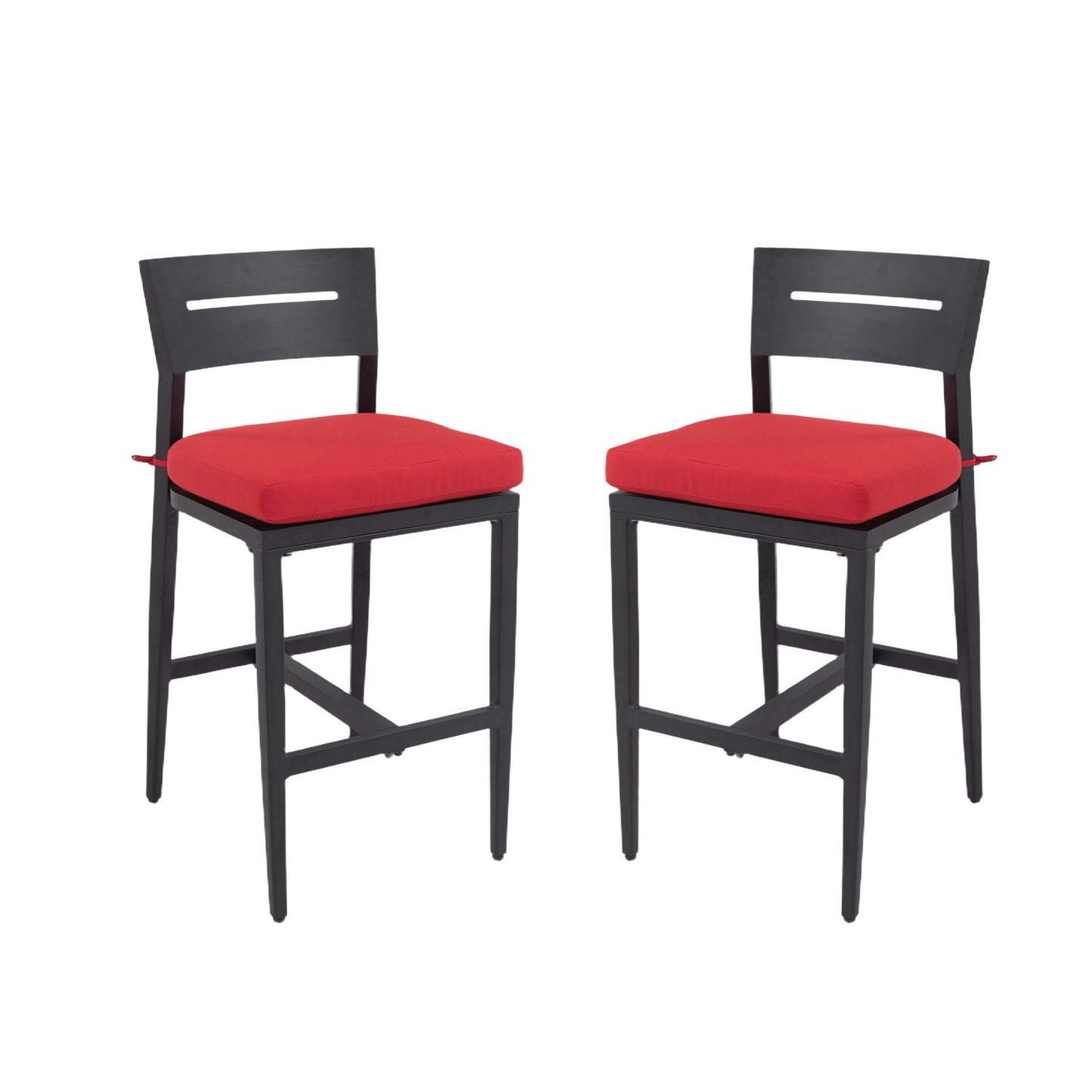 Modern Outdoor Bar Stools With Backrest And Footrest (Set of 2) Life Outside