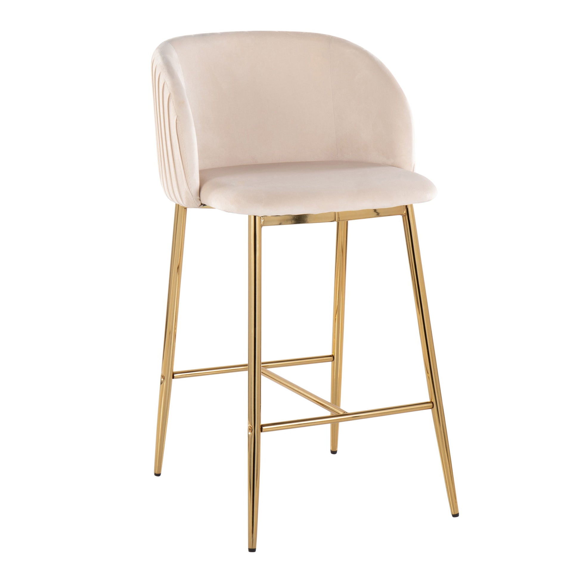 Fran - Pleated Contemporary / Glam Fixed Height Counter Stool (Set of 2) Lumi Source