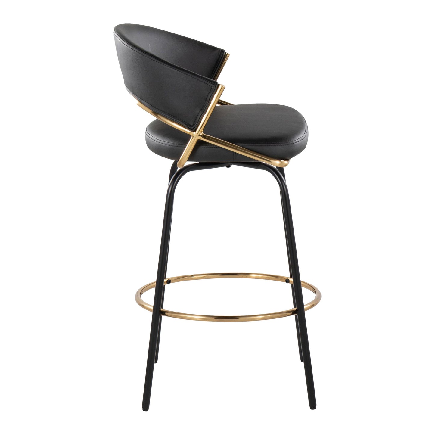 Jie - Fixed Height Contemporary Counter Stool With Swivel Round Footrest (Set of 2) Lumi Source