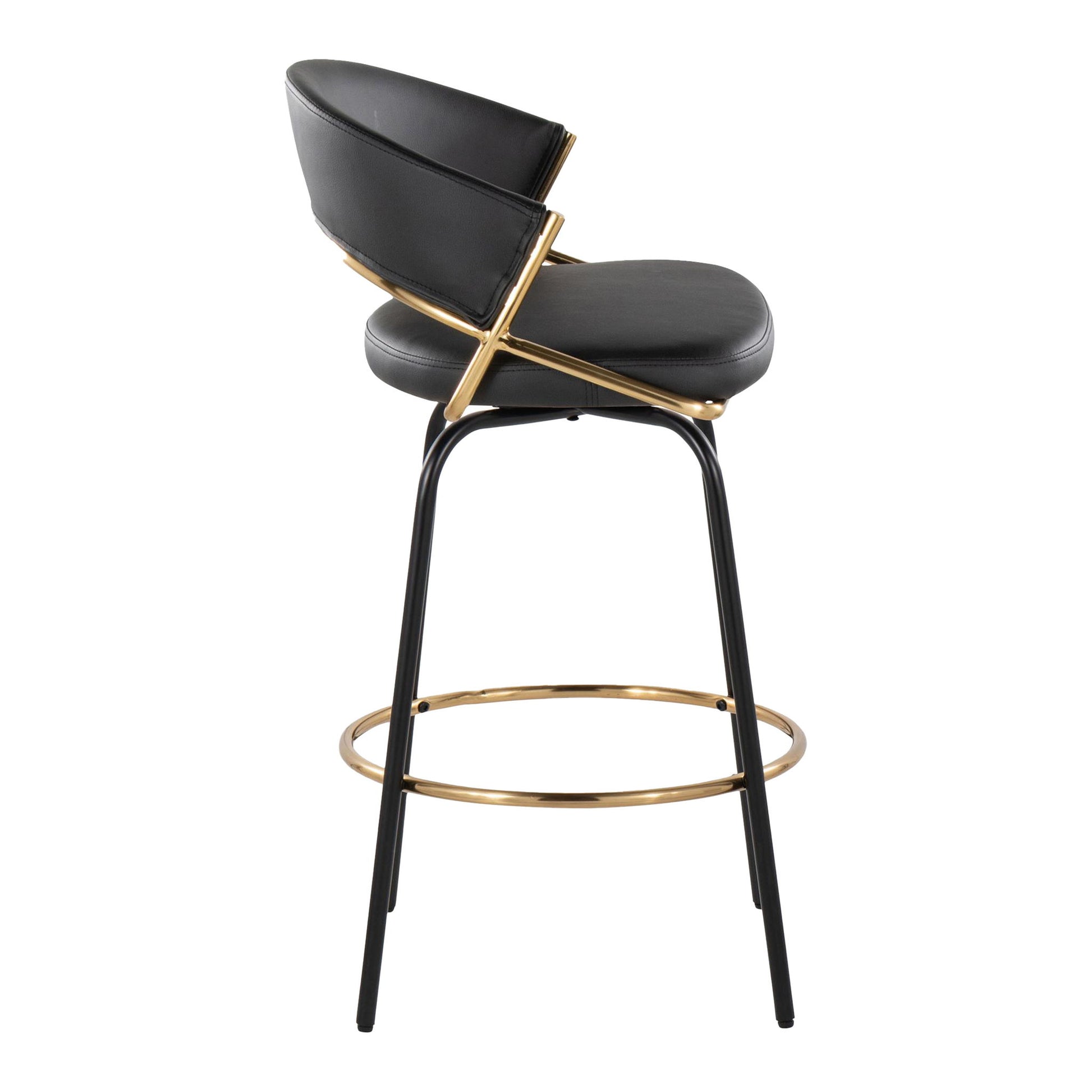 Jie - Fixed Height Contemporary Counter Stool With Swivel Round Footrest (Set of 2) Lumi Source