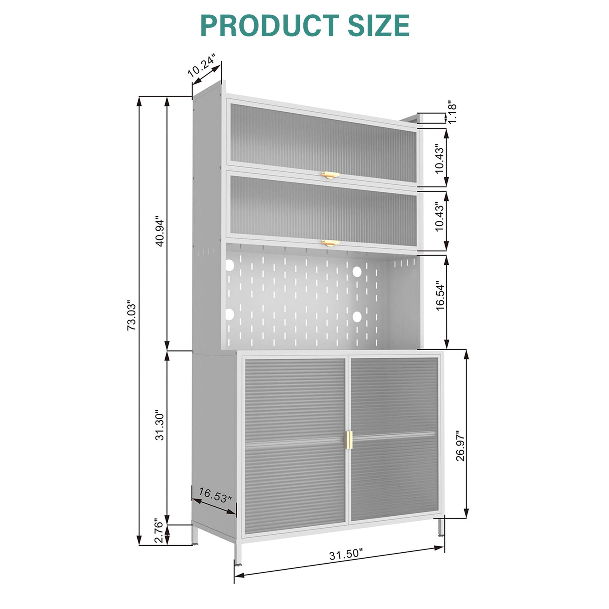 Tall Kitchen Pantry Cabinet With Flip Doors And Pegboard, Anti Tip Steel Storage Hutch Home Essentials