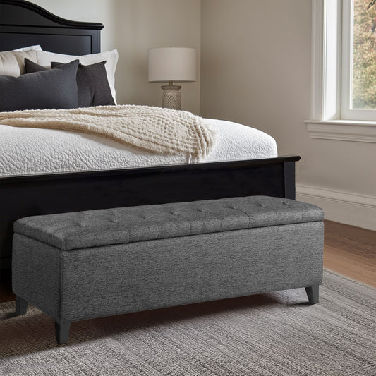 Shandra - Tufted Top Soft Close Storage Bench - Charcoal Madison Park
