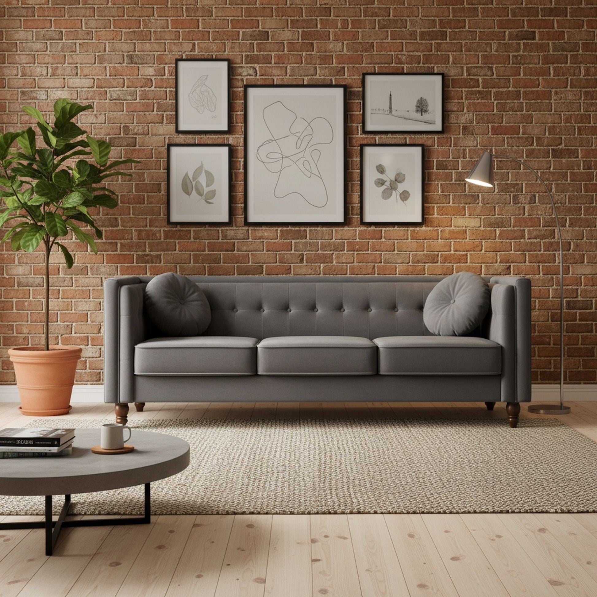 Chesterfield Sofa With Square Arms For Living Room US Pride