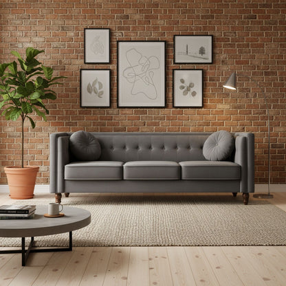 Chesterfield Sofa With Square Arms For Living Room US Pride