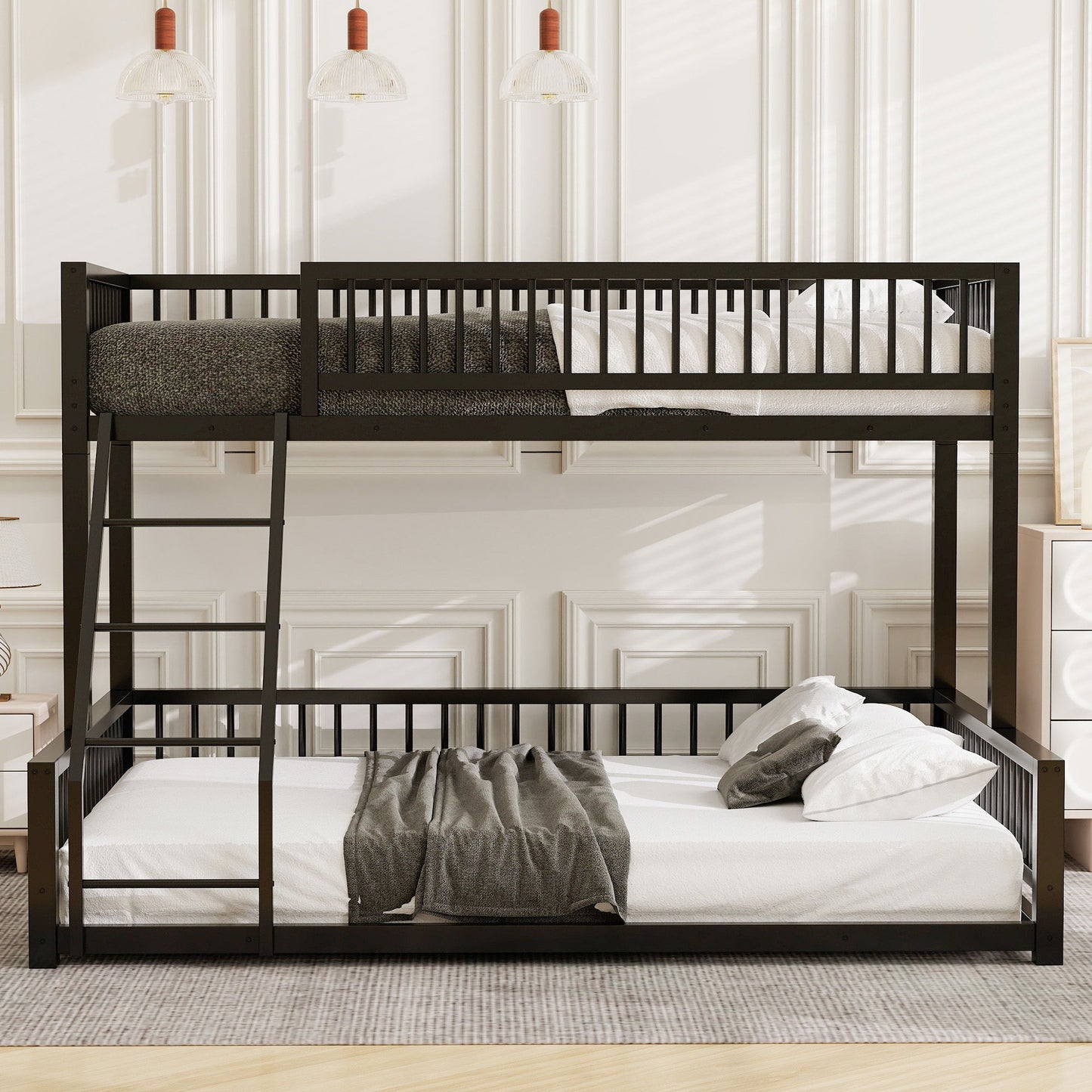 Bunk Bed Frame With Ladder And Safety Guardrails Dreamland