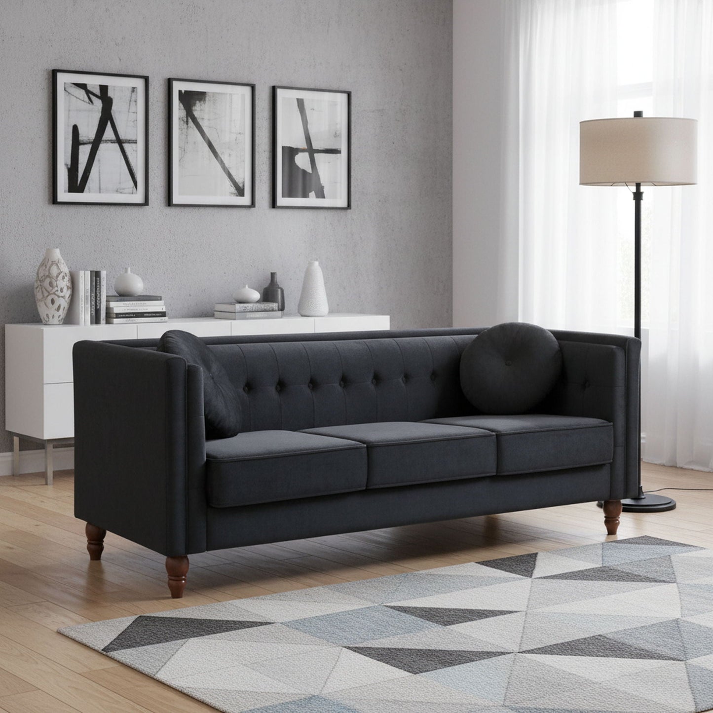 Chesterfield Sofa With Square Arms For Living Room US Pride