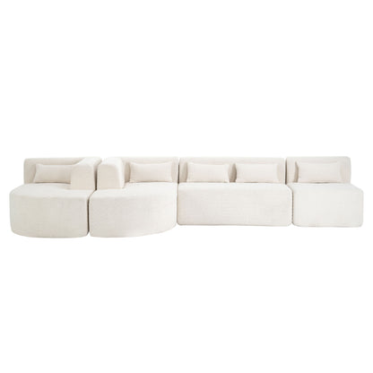 Upholstered Sofa Free Combined Sofa Couch With 2 Chaise Lounge And Five Back Pillows For Living Room Hearth and Haven