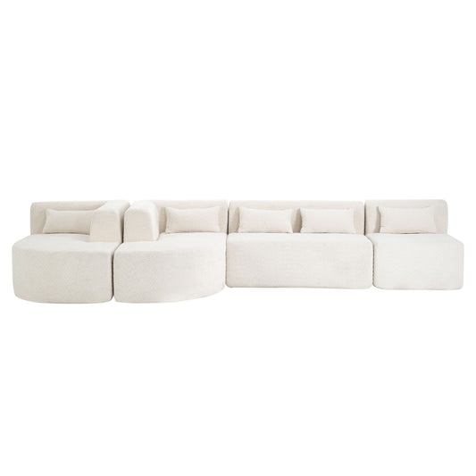 Upholstered Sofa Free Combined Sofa Couch With 2 Chaise Lounge And Five Back Pillows For Living Room Hearth and Haven