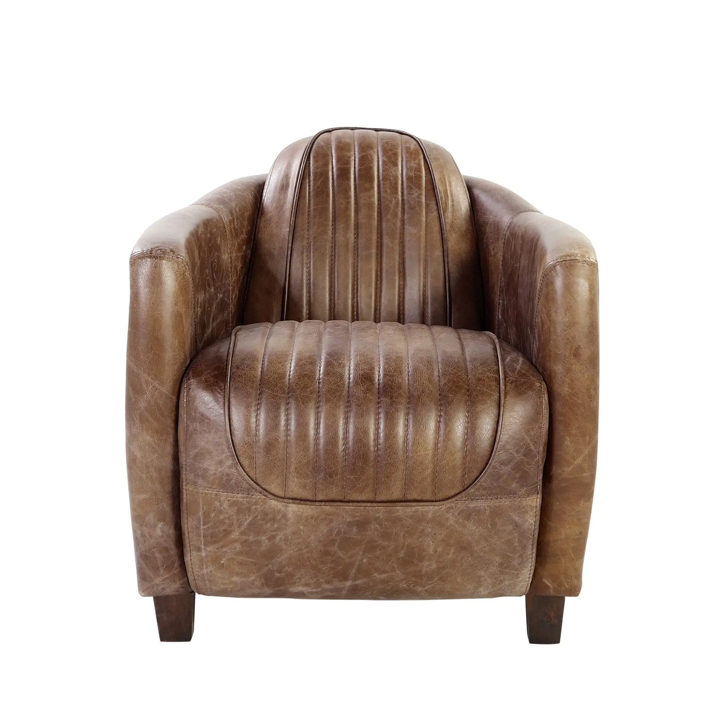 Brancaster - Grain Leather Chair - Brown Acme